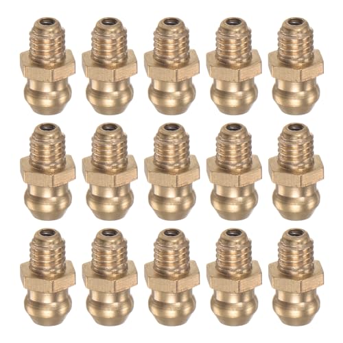 Image of HARFINGTON 15pcs Brass Straight Grease Fitting M5x0.8mm Metric Thread Hydraulic Grease Nipple Accessories for Car