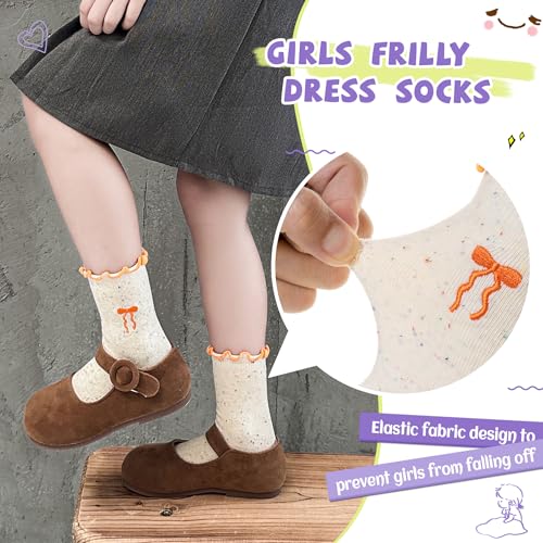 SeeyAN Girls Ruffle Socks Frilly Kids Crew Dress Cotton Soft Cute Toddler Socks 6 Pairs2
