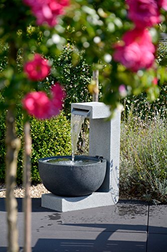 dobar® 96120e Großer Design Gartenbrunnen Juno | Terrassenbrunnen mit LED-Beleuchtung | Wasserfall aus Polyresin | Springbrunnen Outdoor | Dekorativer Zierbrunnen | 52 x 44 x 65 cm Grau/Hellgrau