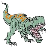  Bestellmich T-Rex Dino Dinosaurier Aufnäher Bügelbild Patch Flicken Applikation Größe 7,5 x 8,0 cm, Grün