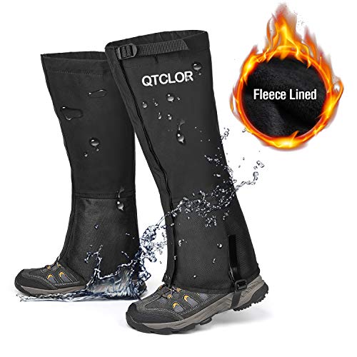 QTECLOR Leg Gaiters Waterproof Snow Boot Gaiters for Snowshoeing, Hiking, Hunting, Running, Motorcycle
