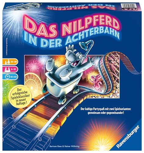 Ravensburger 26772 - Nilpferd in der Achterbahn - Gesellschaftsspiel für die ganze Familie, Spiel für Erwachsene und Kinder ab 10-99 Jahren, für 3-12 Spieler - Partyspiel, Silvesterspiel – Bild 3