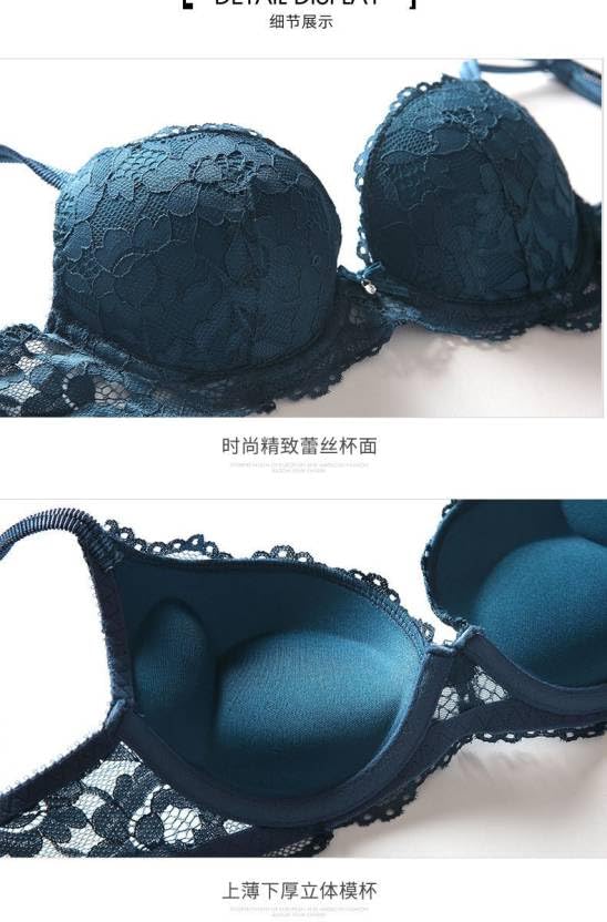 Image of Vividvibe Women's Gorgeous Honeymoon Heavily Padded Lace Wired Push up Bra Panty Bridal Set