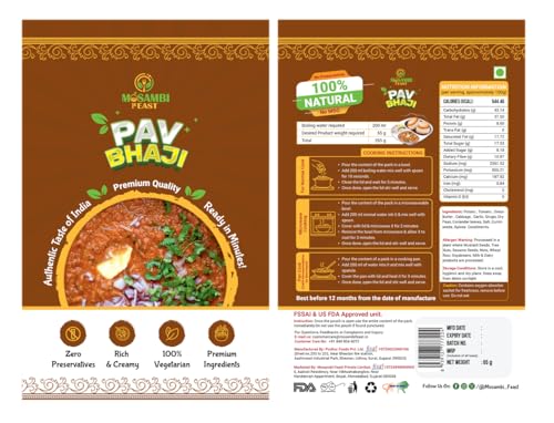Image of MOSAMBI FEAST Ready-to-Eat Pav Bhaji | 100% Natural Zero Preservatives | Rich Creamy Authentic Indian Street Food | Premium Vegetarian Ingredients