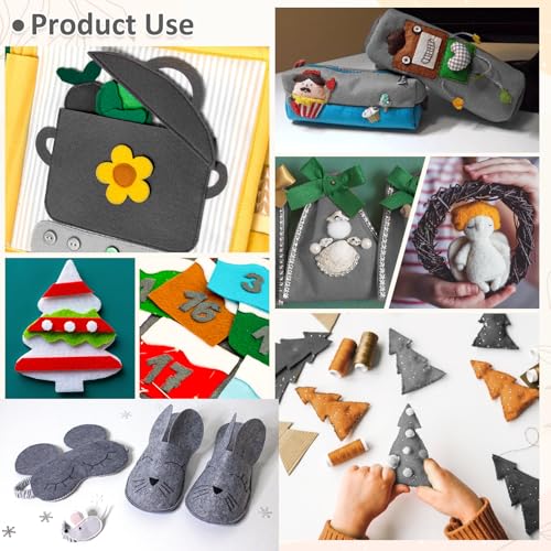 Image of XSEINO 12 Rolls 8 inchx35 inch(20.5x90cm) 1.4mm Thick Soft Felt Fabric Sheet 12 Assorted Black White Gray Series Colors Felt Pack for DIY Craft Sewing Squares Nonwoven Patchwork