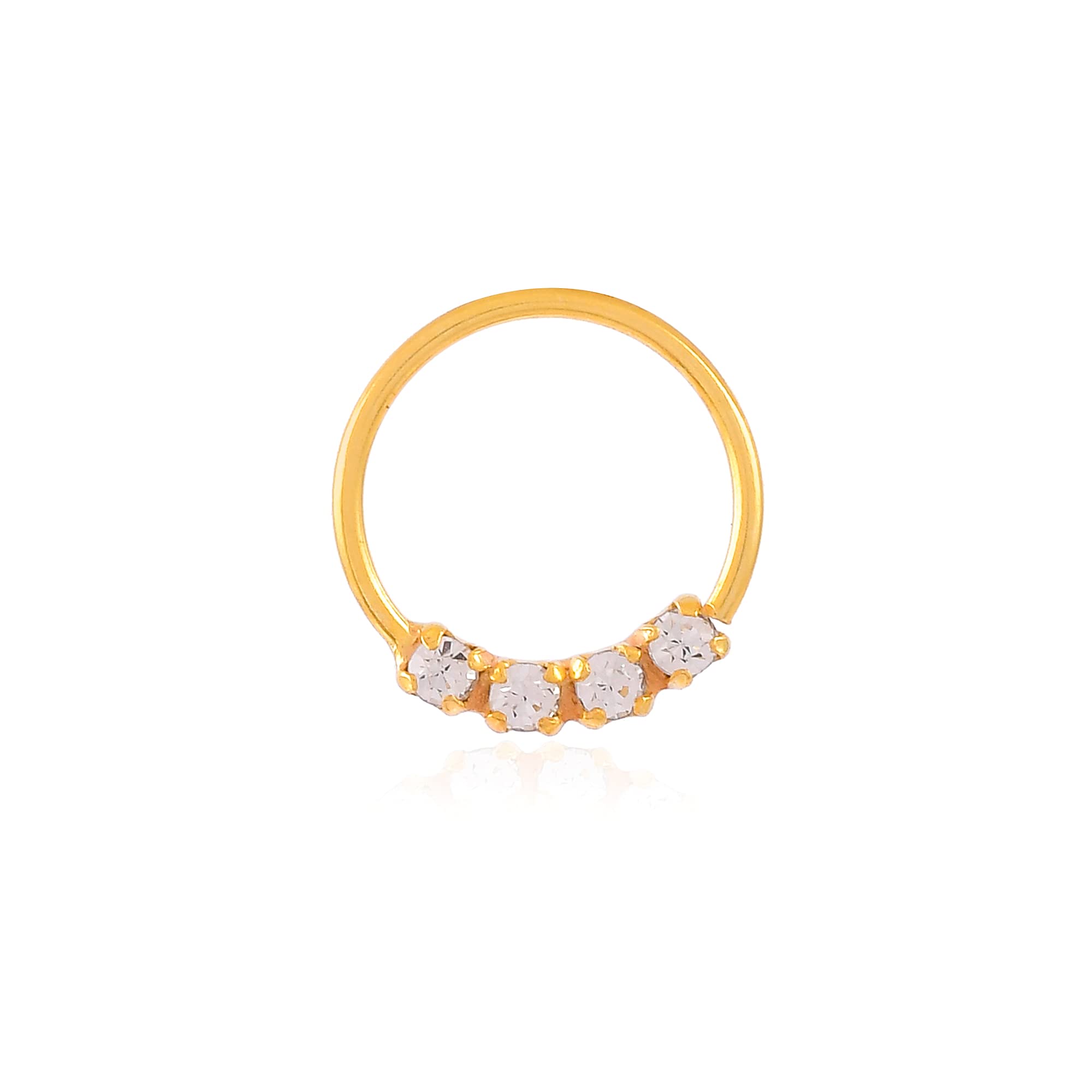 NEMICHAND JEWELSSterling Silver 925 Four Stone Nose Pin/Nose Ring For Women