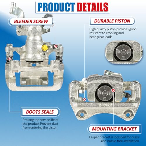 Image of Disc Brake Caliper Rear Pair Compatible with 2006-2012 Ford Fusion 2007-2012 Lincoln MKZ 2009-2013 Mazda 6 2006-2011 Mercury Milan Brake Caliper Assembly with Bracket 18B5002 18B5003