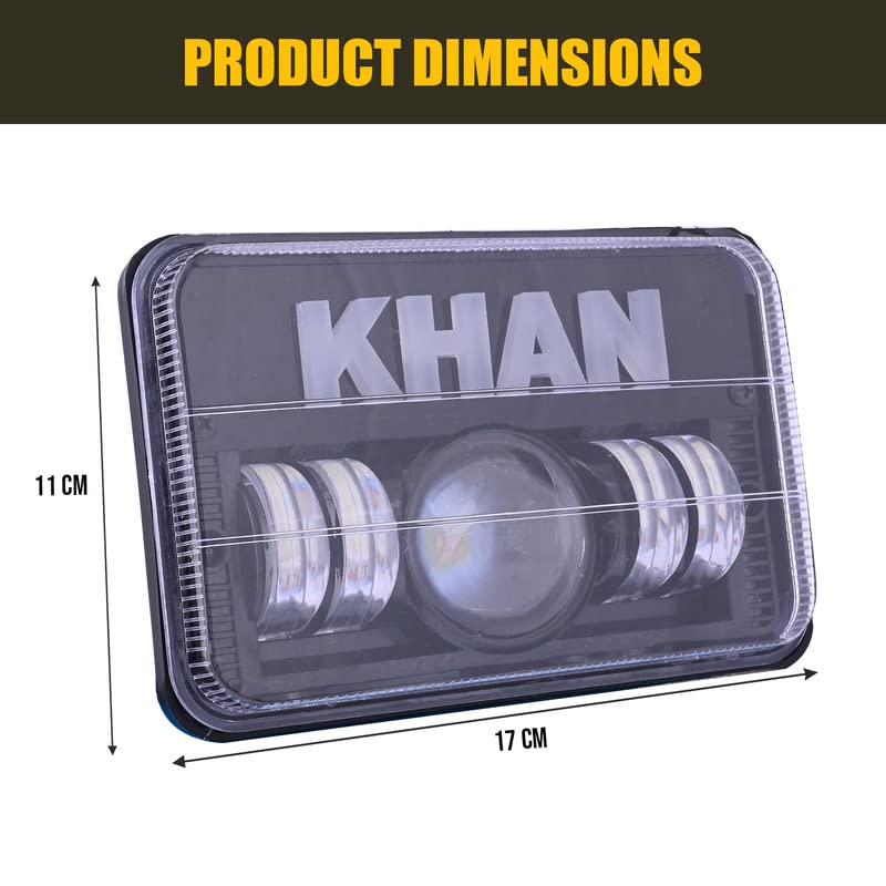 Image of AllExtreme 4 LED KHAN Headlight 50W 1 Projector Lamp DRL Light with Heat Dissipation Bright Beam Compatible with Splendor Bike Motorcycle