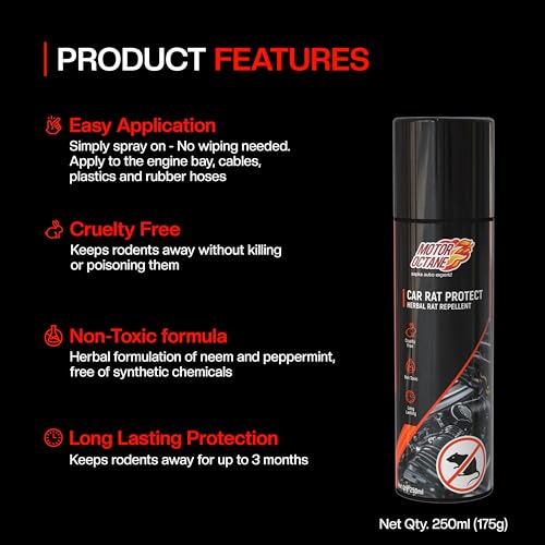 Image of Car Rat Protect Spray | Herbal Rat Repellent Spray for Car | 250ml | Non-Toxic, Cruelty-Free, Long-Lasting Protection for Engine Bay, Cables & Rubber Hoses, Electrical Wiring