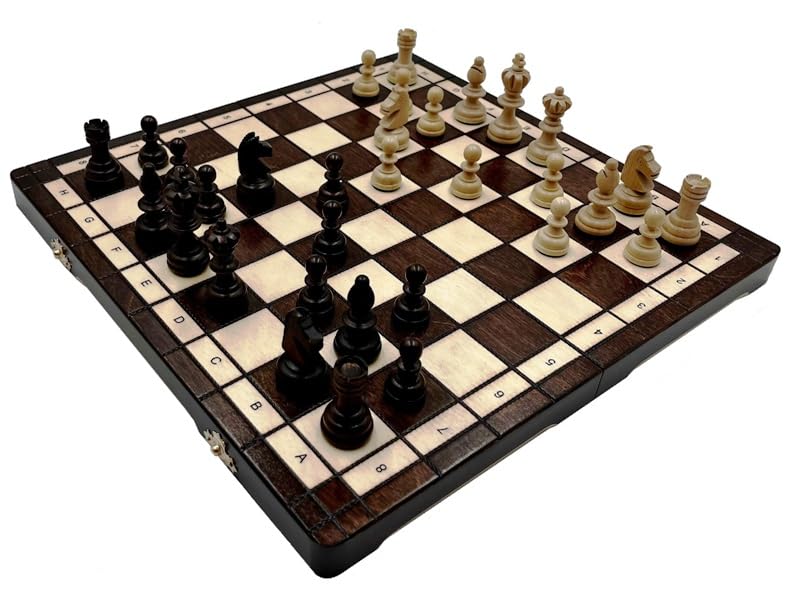 Gra w szachy - szachy olimpijskie - składana szachownica | 35 x 35 cm | z drewna i 32 figurki szachowe - Chess Set