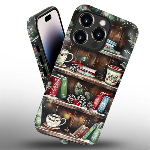 Coque rigide et silicone iPhone 14 Pro Max antichoc étagère d'hiver café - 2