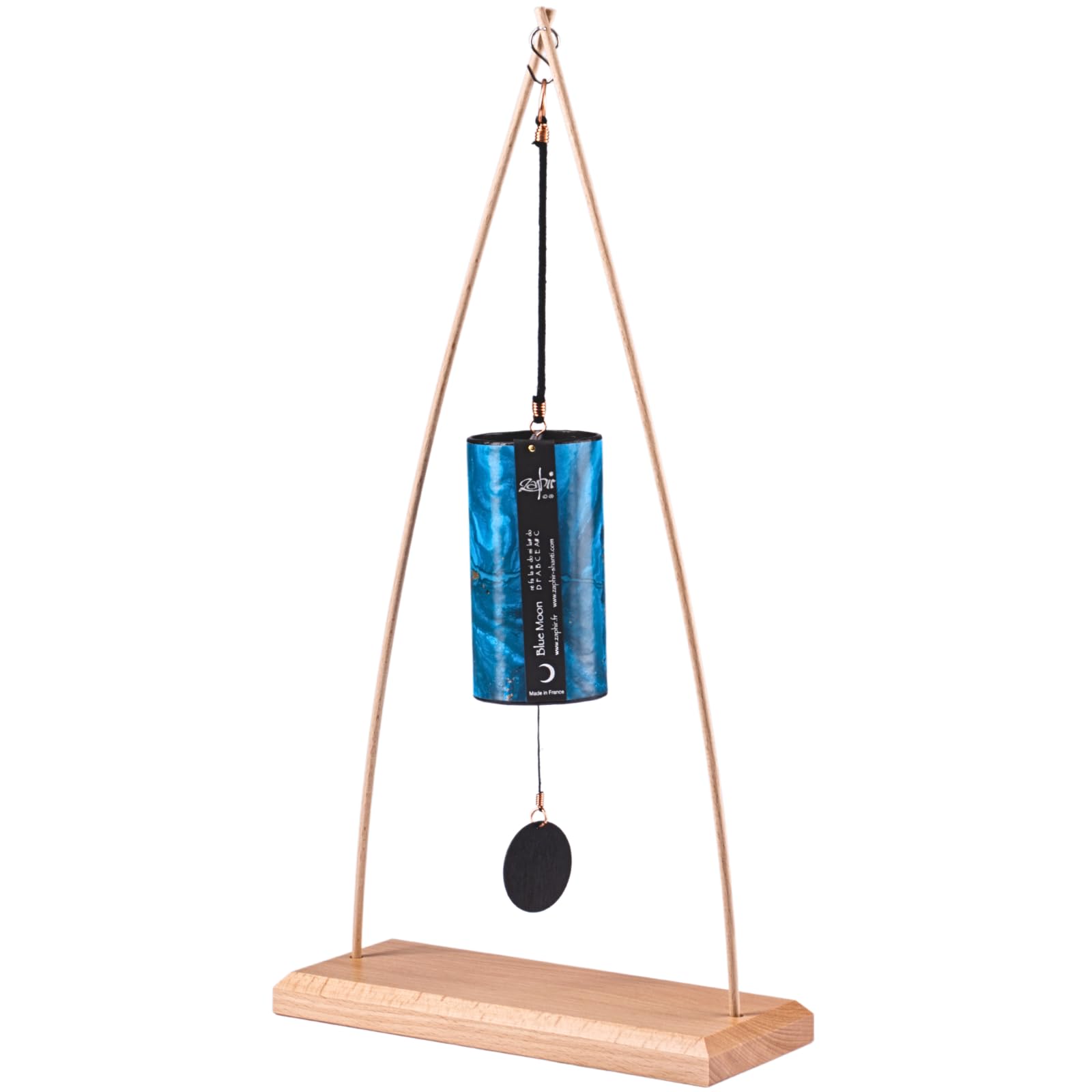 Zaphir Klangspiel Blue Moon Winter mit Ständer - Klangspielständer Tipi aus Buchenholz - 50 cm Höhe für Yoga, Kinder zur Entspannung und Meditieren