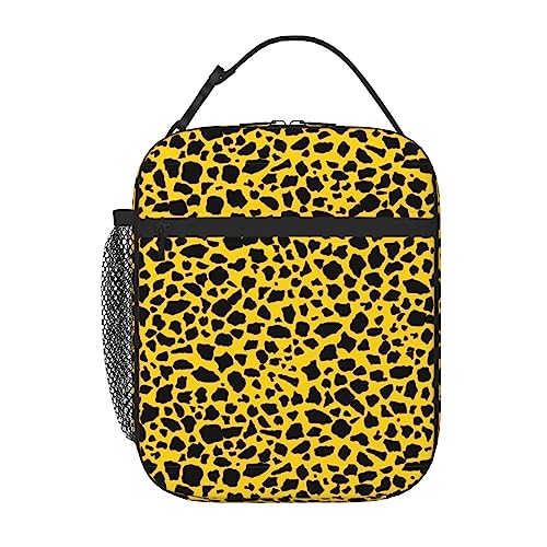 Lunch Bag Retro 80S Style Bright Yellow Portable Lunch Bag Insulated Lunch Box Reusable Totes for Women Men Work Picnic Camping