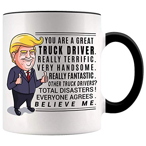 YouNique Designs Truck Driver Coffee Mug, 11 Ounces, Trump Mug, Funny Trucker Cup