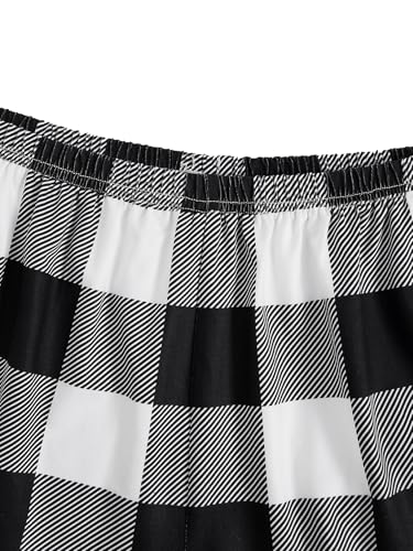 Verdusa Men's 2 Piece Loungewear Pajama Set Plaid Print Short Sleeve Tee Top and Pants Set4