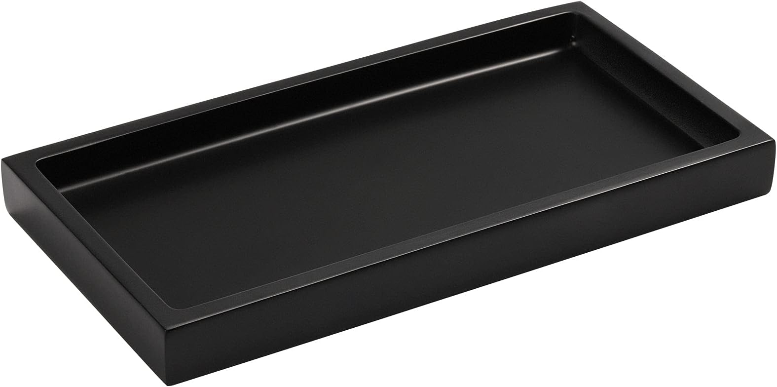 Luxspire バスルームバニティトレイ、樹脂ドレッサージュエリーリングディッシュタンクストレージキッチンシンクカウンタートップオーガナイザープレートホルダー、香水キャンドルソープタオル、植物バスルームアクセサリー、ミニ、マットブラック