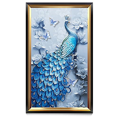Artisanat de point de croix paon bleu 5D, idée cadeau créative