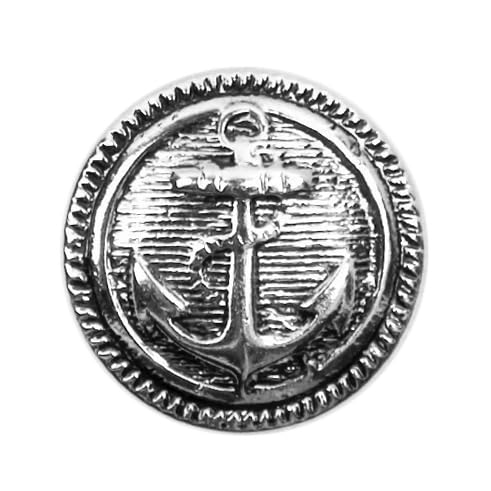Silver Anchor Metallic Shank Buttons 15mm 4 Pack