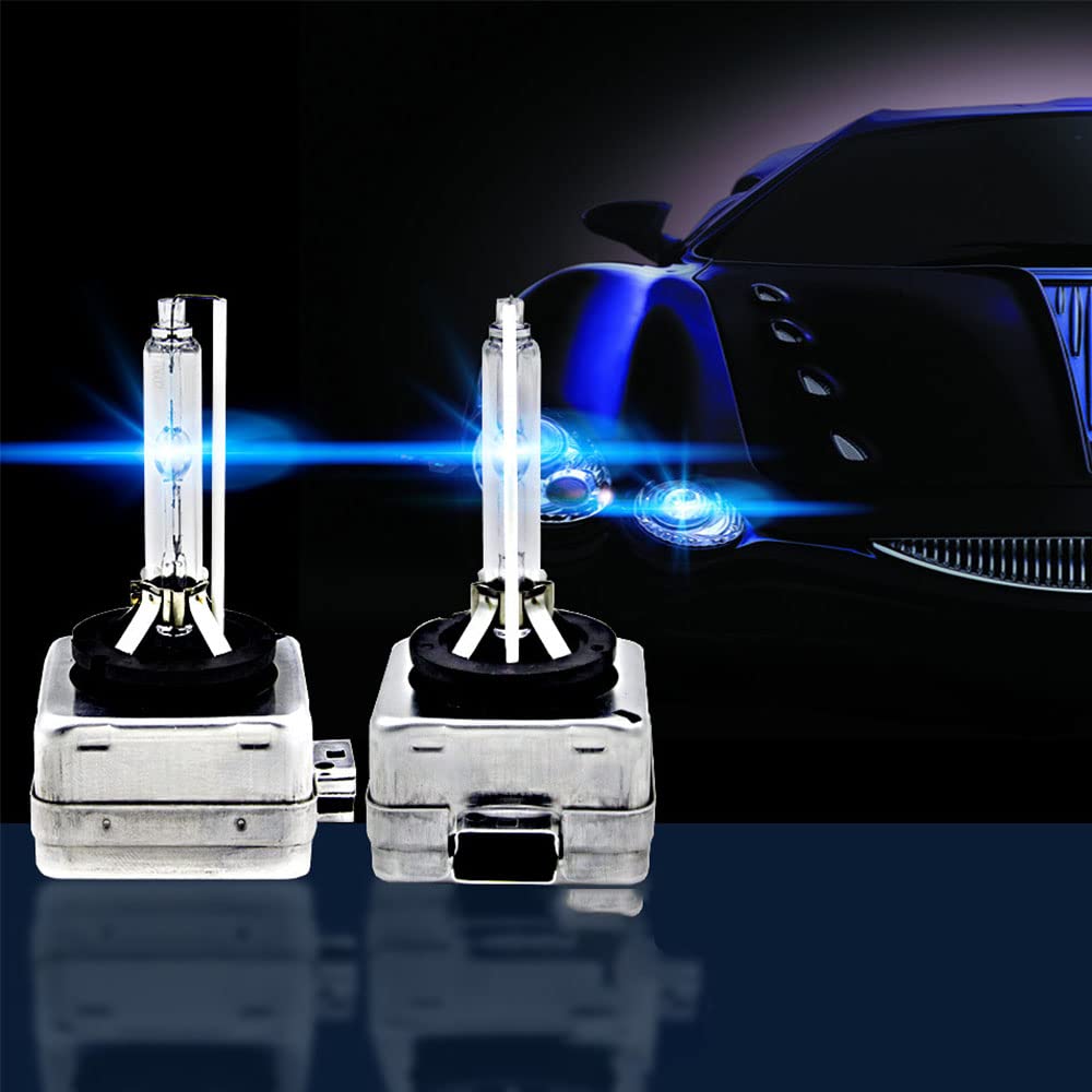 D1S Xenon Lampadine 8000K Bianco Fari, Xenon Lampada 35W 12V HID Alta Luminosità Auto Fari Lampadine, per Auto 12V 35W Lampadina per Fari HID Allo Xeno (2 lampadine)