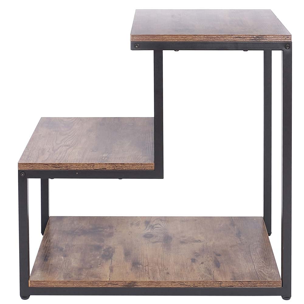 BAKAJI Bibliothèque Basse étagère à 3 étages en métal et Bois MDF, Table Basse latérale, canapé, Design Moderne, Industriel, pour Salon, Salon, Maison ou Bureau, 60 x 60 x 35 cm