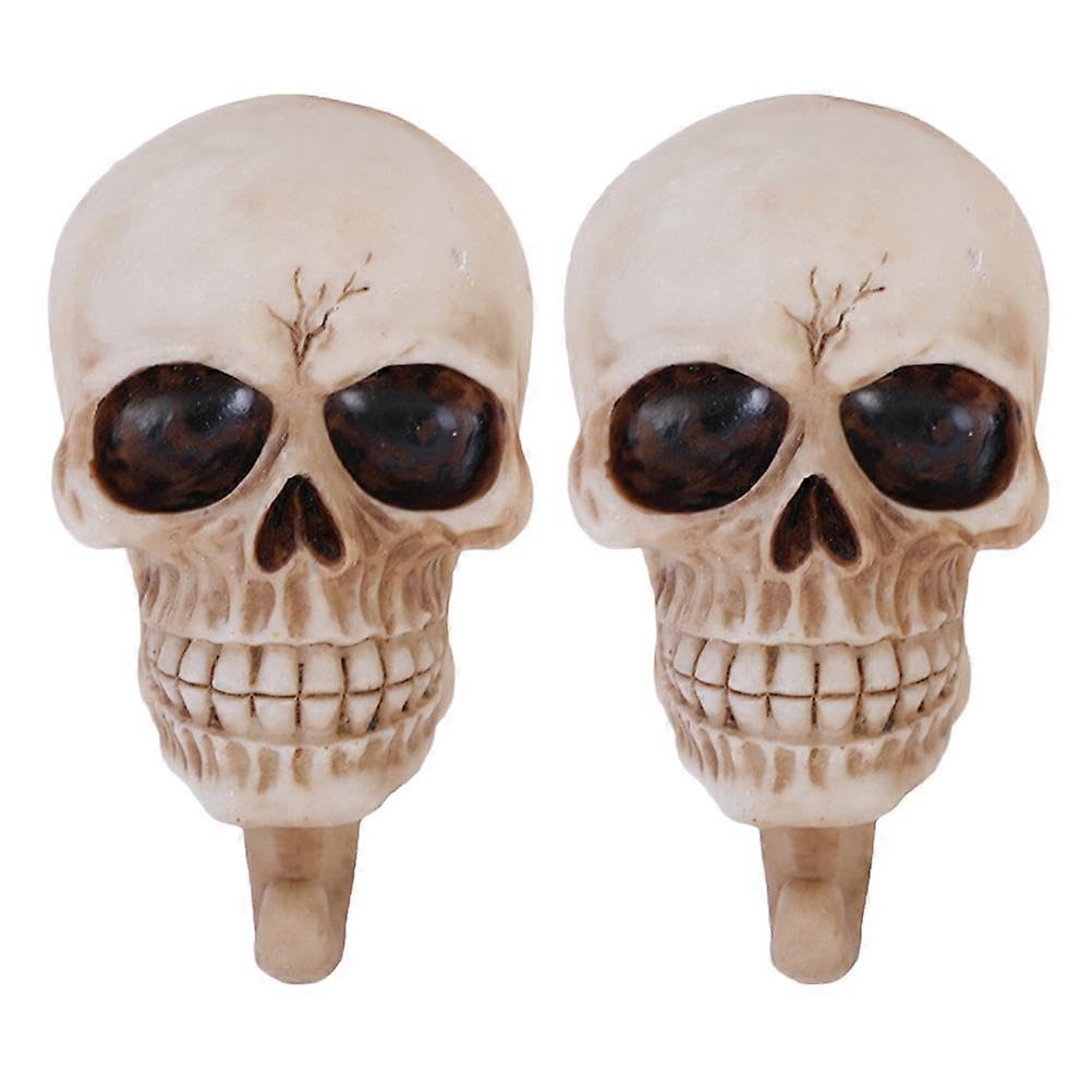 JOYHAPPST 2pcs Halloween Skull Wall Hooks Skull Shape Wall Hangers Creative Clothing Hooks