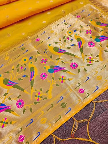 Image of DEVANGI Women's Woven Paithani Banarasi Silk Dupatta /Chunni For Women, Floral Print 1 Meter Wide and 2.3 Meter Length Printed Designer Dupatta /Chunni For Girls