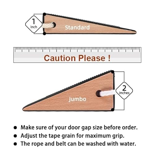 Door Wedge Stopper For Bottom Of Door, Large Tall Wooden Door Wedge, Door Stop Wedge, Wood Door Stopper Wedge, Fitting For Door Gap Under 2 Inches, 2 Pack Black. #TOP2