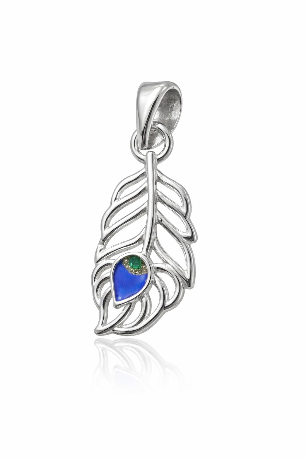 GlitzHeaven 925 Silver Peacock Feather Pendant for Men & Women | Religious Krishna Mor Pankh Design-image-27