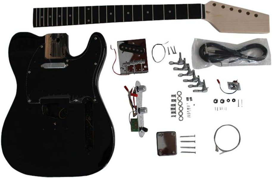 Coban GuitarsGuitar DIY Electric Kit in Pre Paint Gloss Black TL6603 Right Handed No Soldering Required Kit.