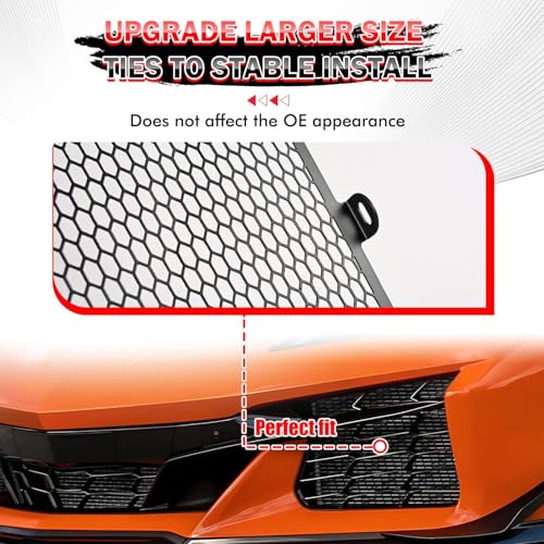 Image of 3PCS Black Front Bumper Radiator Grille Mesh Inserts for Corvette C8 Z06 2023+ /E-Ray 2024+, Aluminum Alloy Screen Guard Vent Protector Grille Cover Radiator Protection Accessories