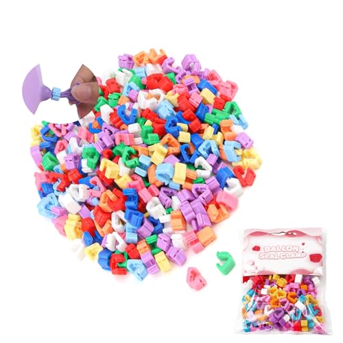 WJUAN Lot de 300 fermoirs PVC, aide à nouer ballons, fermeture automatique, mariages, anniversaires