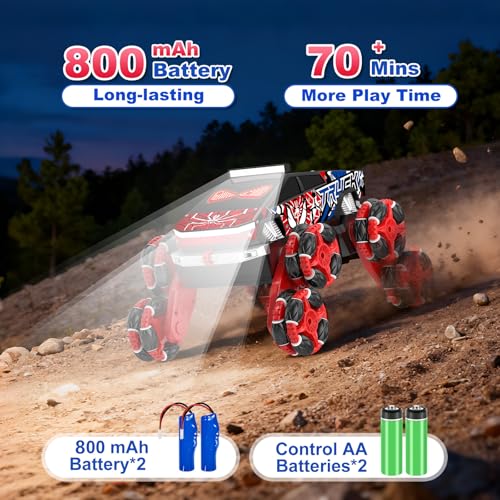 Nikuku Cool 8 Wheels Hand Controlled RC Stunt Car, Gesture Sensing Remote Control Car for Boys Age 6-13, 2.4Ghz Climbing Toys for Kid 6 7 8-10 11 12 Year Old, Christmas Birthday Gifts for Boys Girls
