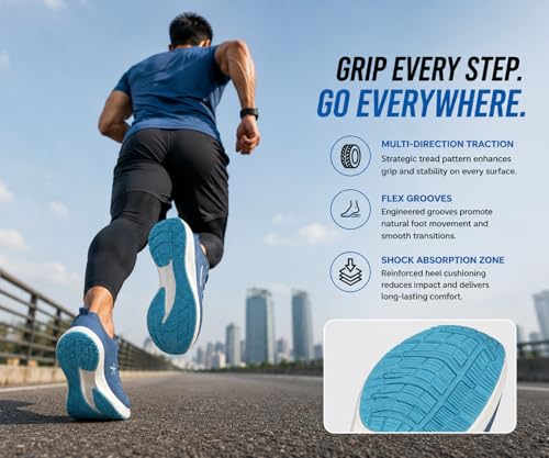 Image of Kraasa Men's Running Shoes | Breathable Mesh Upper | Lightweight Phylon Sole | Cushioned EVA Insole | Comfortable Sports & Casual Sneakers for Gym, Walking & Daily Use