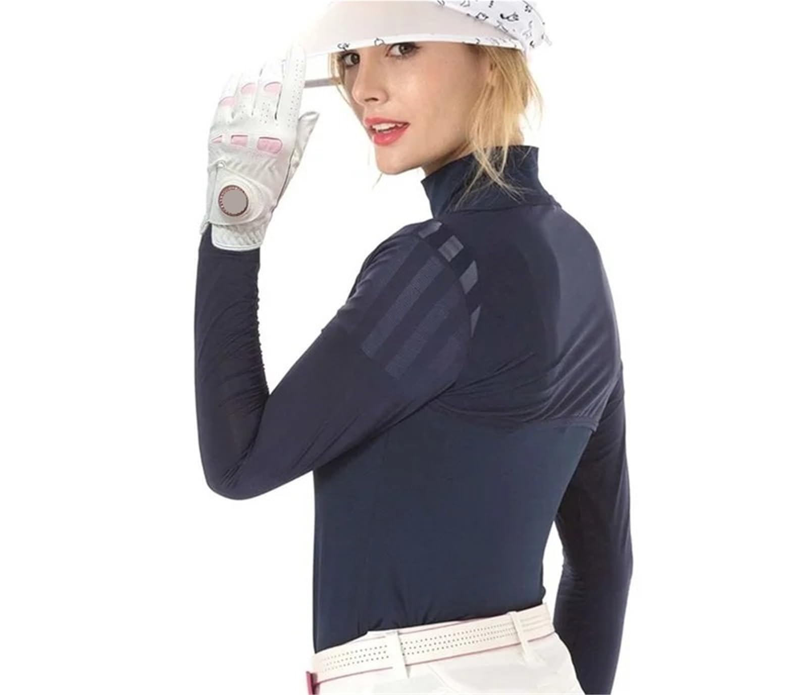 Golfhandschuh 2 Stücke/1 Paar Leder Golf Handschuhe Frauen Mit Bling Ball Marker Extra Grip Links Rechts Hand Rosa Fit Damen Mädchen Golfer