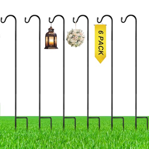 Image of 6 Pcs 60 Inch Shepherds Hook for Outdoor Adjustable Bird Feeder Pole Metal Steel Shepard Hooks for Hummingbird Stand Feeder Pole for Garden Plant, Lantern, Hanging Wedding Decor