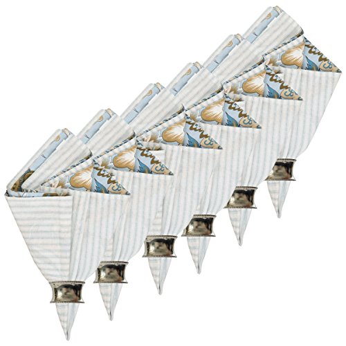 Set de 6 Servilletas de Algodón Reversibles Azules miniatura 2