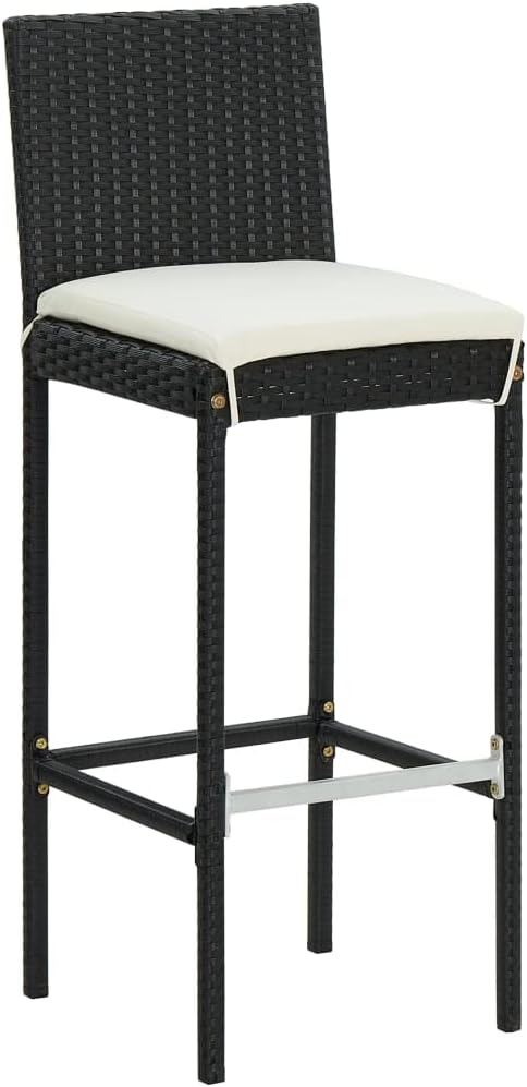5 Piece Patio Bar Set with Cushions,Garden Table and Chairs Sets,Garden Conversation Sets, Outdoor Patio Furniture,for Patio,Backyard,Garden,Poly Rattan Black