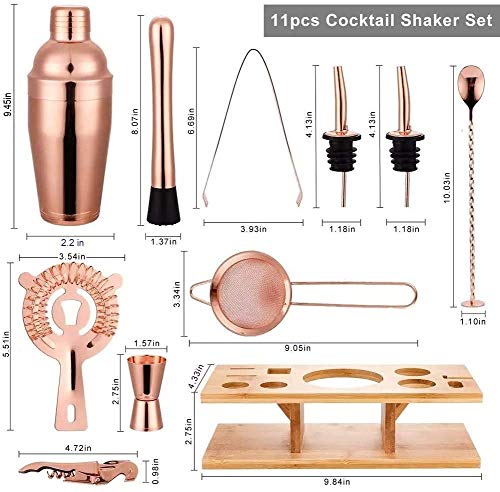 Kit Bartender 11 Piezas con Coctelera Rose Gold miniatura 2