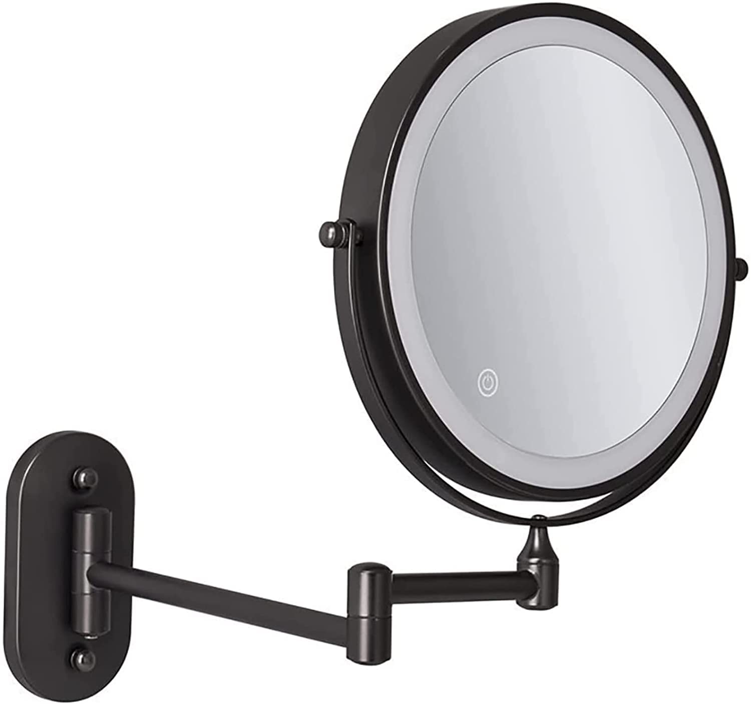 Specchio for Il Trucco a LED con Interruttore dimmer Touch Screen, Specchio cosmetico ingranditore Estensibile a Parete da 8 Pollici a Doppia Faccia,Silver,3X(Schwarz,3X)
