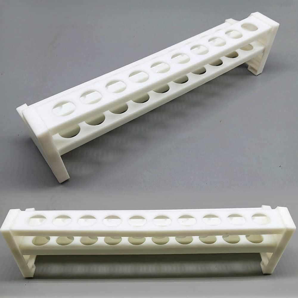 Soporte de Tubo de Ensayo de Plástico Blanco 2 Capas para 15mm Tubo de Ensayo