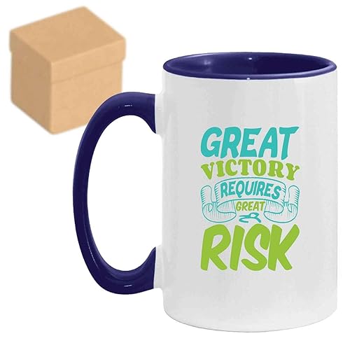 Humorous Gift Victory Day Gift To Celebrate Great Risk, For Daughter-in-law - Great Reward Quote On 11oz 15oz Inner Color Accent Mug