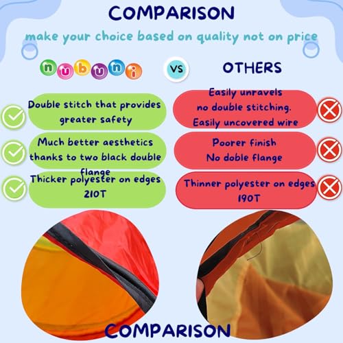 NUBUNI Kinder Tunnel XL 180 cm | Krabbeltunnel | Parcour Kinder Indoor Outdoor | Baby Klettern ab 1 Jahr | Kriechtunnel | Spieltunnel Kind | B (Bälle Nicht Enthalten)