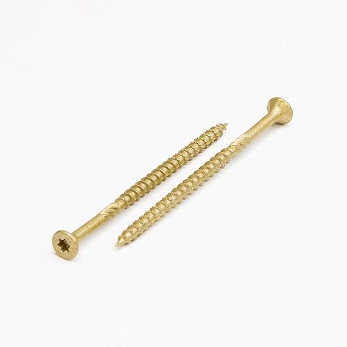 Miniatura 3 de Proferred - V56103 Tornillos de madera profesionales para terrazas y exteriores, revestimiento SKT de bronce de 6 lóbulos - Spray de sal de 1500