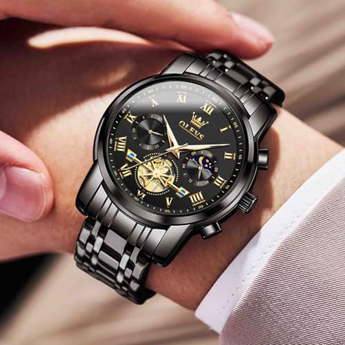 Image of OLEVS Men's Analog Watch Multi Color Business Stainless Steel Waterproof Luminous Quartz Watch Luxury Leisure Date Simulation Original Bowl Watch