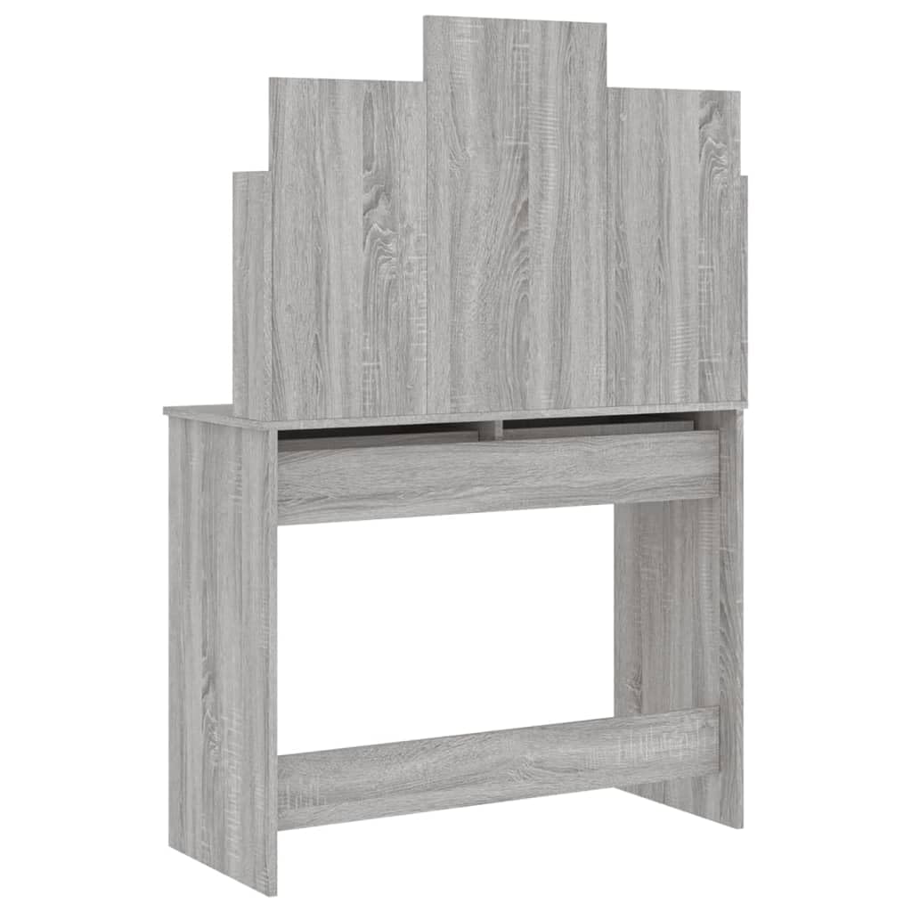 Schminktisch mit Spiegel Grau Sonoma Holzwerkstoff 96x39x142 cm mit Schublade und Stauraum für Schlafzimmer Jugendzimmer Mädchen Makeup Styling