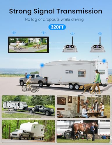 Image of Wireless Backup Cameras System with 10.26 inchPre-Wired for Furrion System 1080P HD IPS Touch Screen-No Delay,IP69K Waterproof,Super Night,Wide Split Screen 2-Channel for Reversing RV,Trailer,Camper,Truck