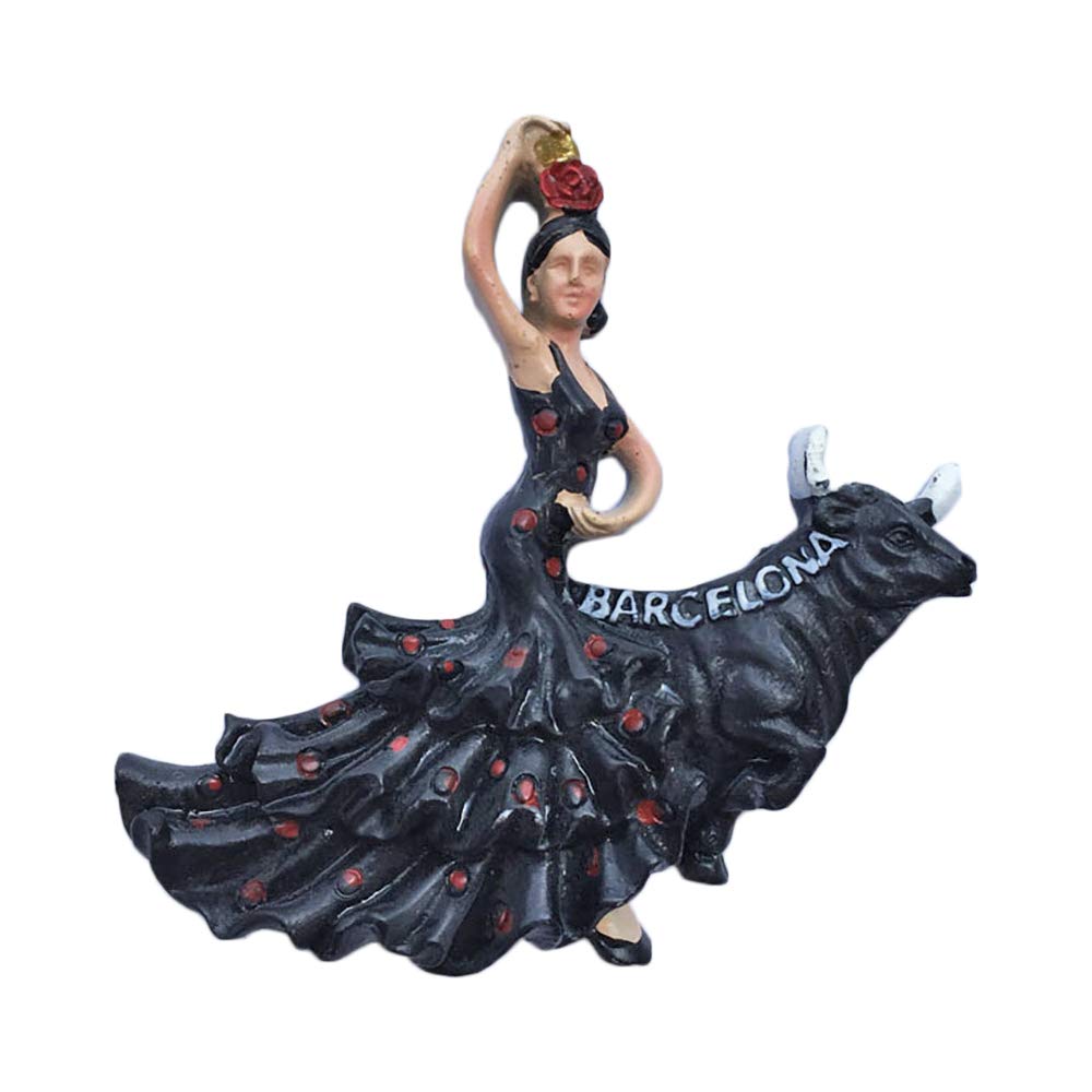 Wedarego Flamenco Dancer Bull 3D Spain Refrigerator Magnet Souvenirs Sticker,Hand-Made Fridge Magnet Home & Kitchen Decoration