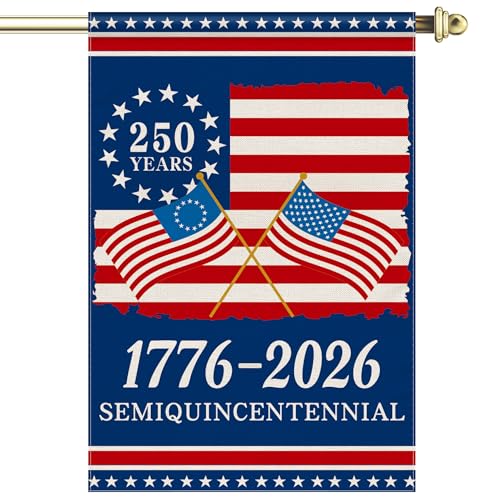 250th Anniversary America Garden Flag, 250 Years Banner USA 4th of July Patriotic 1776-2026 Yard Sign Double-Sided Waterproof Flag 28x40 Inch