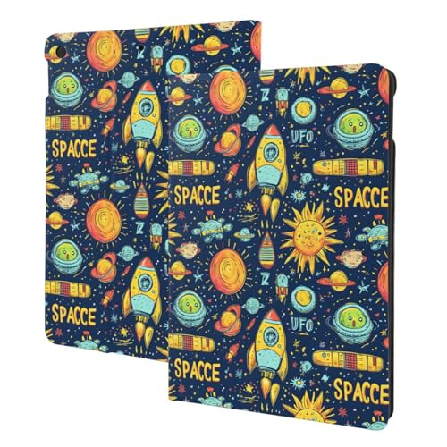 Coque iPad 10.2 imprimé espace pour l'école étui folio avec support de table