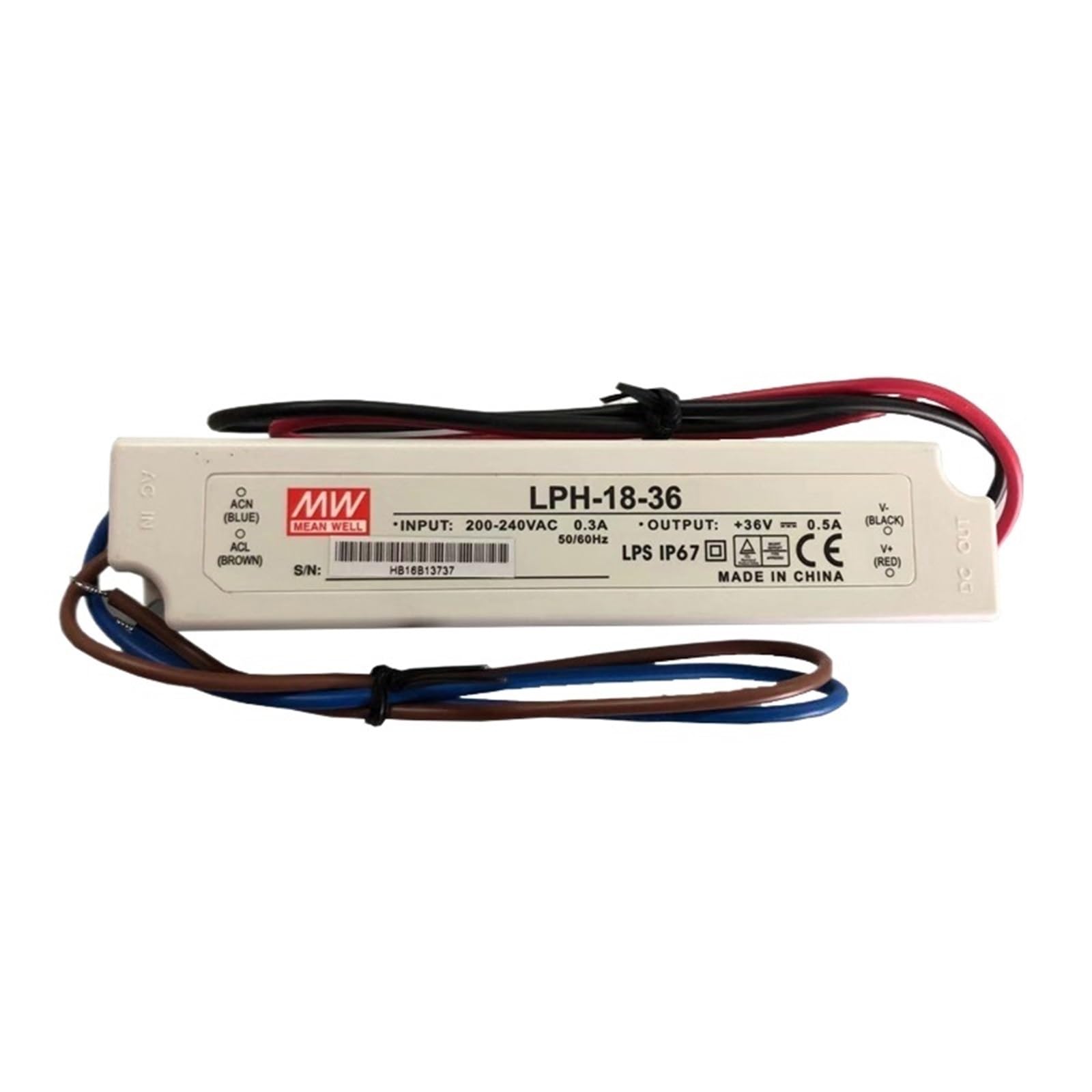 FCARUMIQP LED Driver LPH-18-36 Input 220VAC to 36VDC 0.5A 18W Waterproof IP67 Switching Power Supply